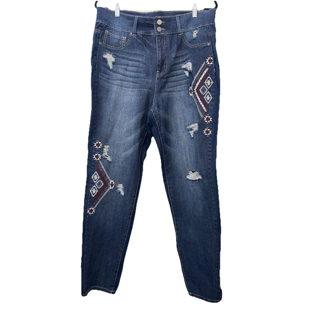 NY & Company Soho Women 18 Denim Jeans‎ Blue Legging Aztec Native American